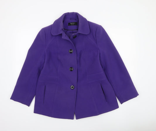Womens UK Size 12 BHS Purple Pea Coat