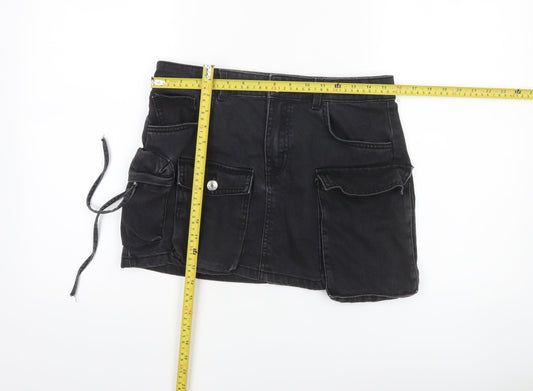 Womens UK Size 10 Bershka Cargo Denim Skirt