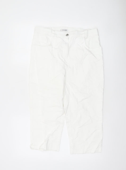 Womens UK Size 16 Damart Regular Fit Cropped White Trousers
