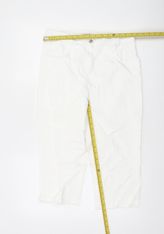 Womens UK Size 16 Damart Regular Fit Cropped White Trousers