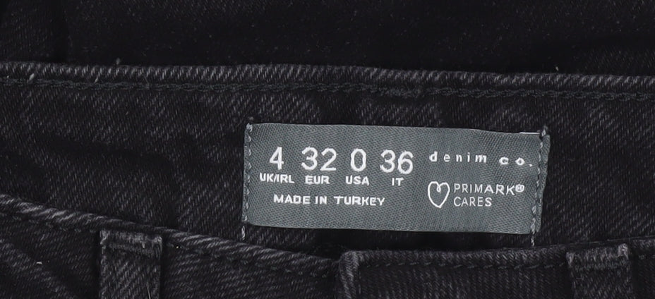 Womens UK Size 4 Primark Regular Fit Mom Black Jeans