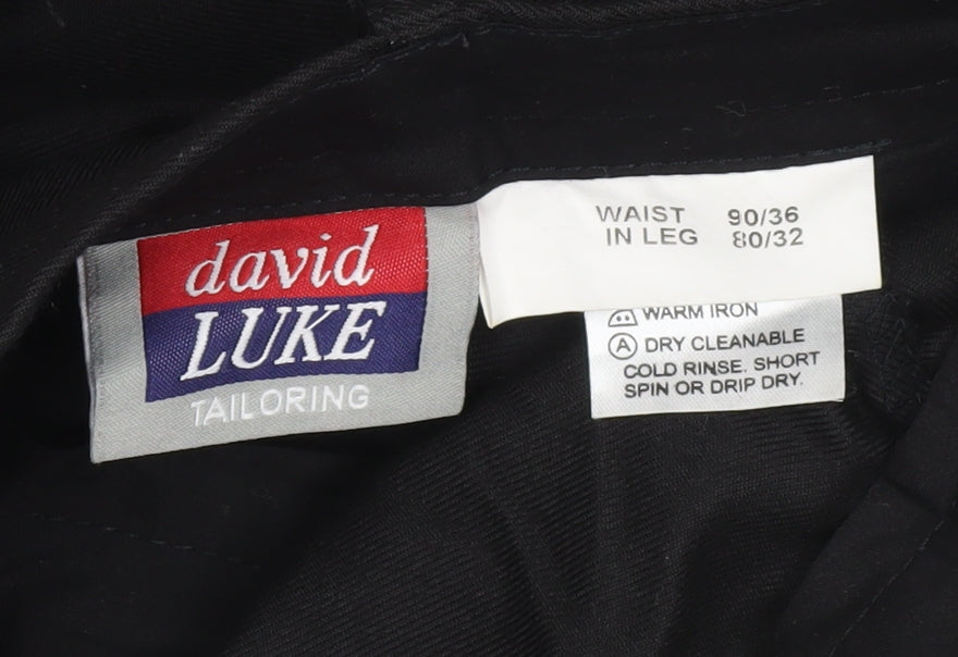 Mens UK Size L David Luke Regular Fit Dress Pants Black Trousers