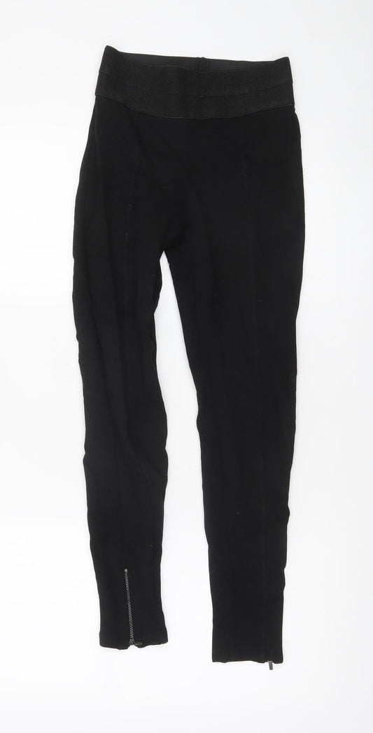 Womens UK Size XS Zara Basic Slim Fit Leggings Black Trousers