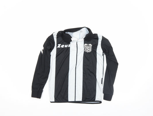 Additional front view of Zeus boys’ black football jersey long sleeve 2xs athletic top