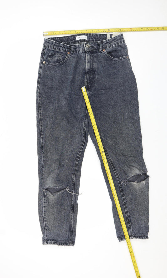 Womens UK Size 10 Zara Relaxed Fit Mom Grey Jeans