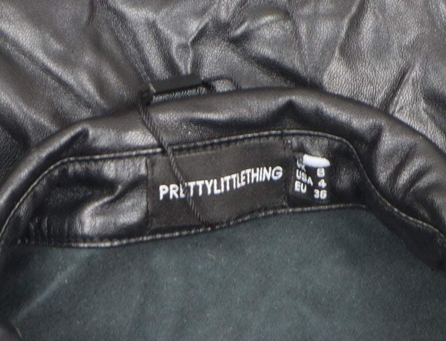 Womens UK Size 8 PRETTYLITTLETHING Black Trench Coat