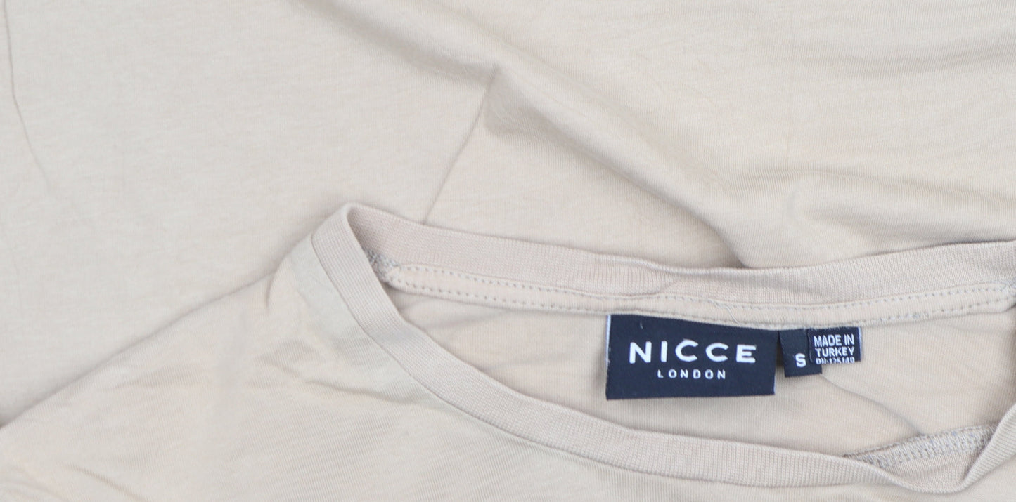 NICCE London Men's Beige Long Sleeve Cotton T-Shirt Size S