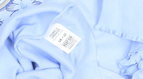 Womens UK Size 22 Marks and Spencer Blue Basic T-Shirt