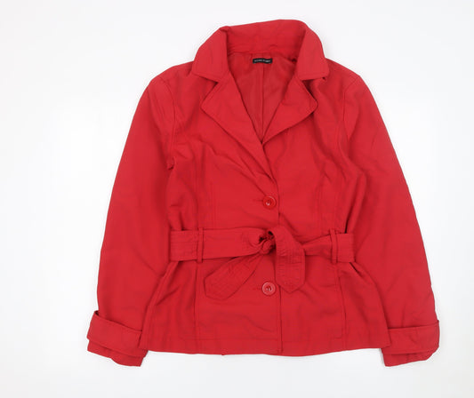 St. Bernard Women Red Belted Trench Jacket Size 12