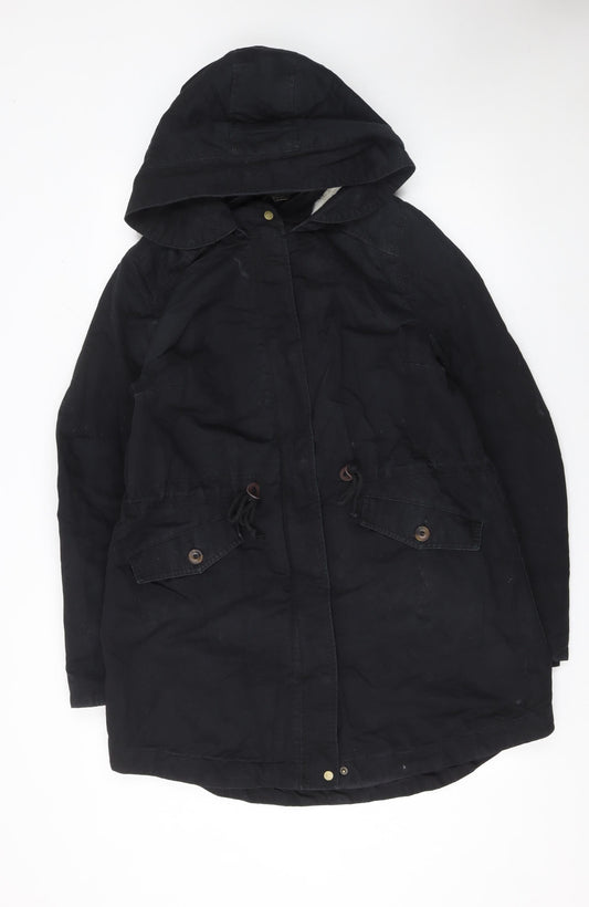 Womens UK Size 14 H&M Black Parka Coat