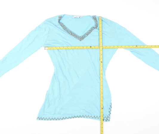 Womens UK Size M Star Blu Blue Tunic Sweatshirt