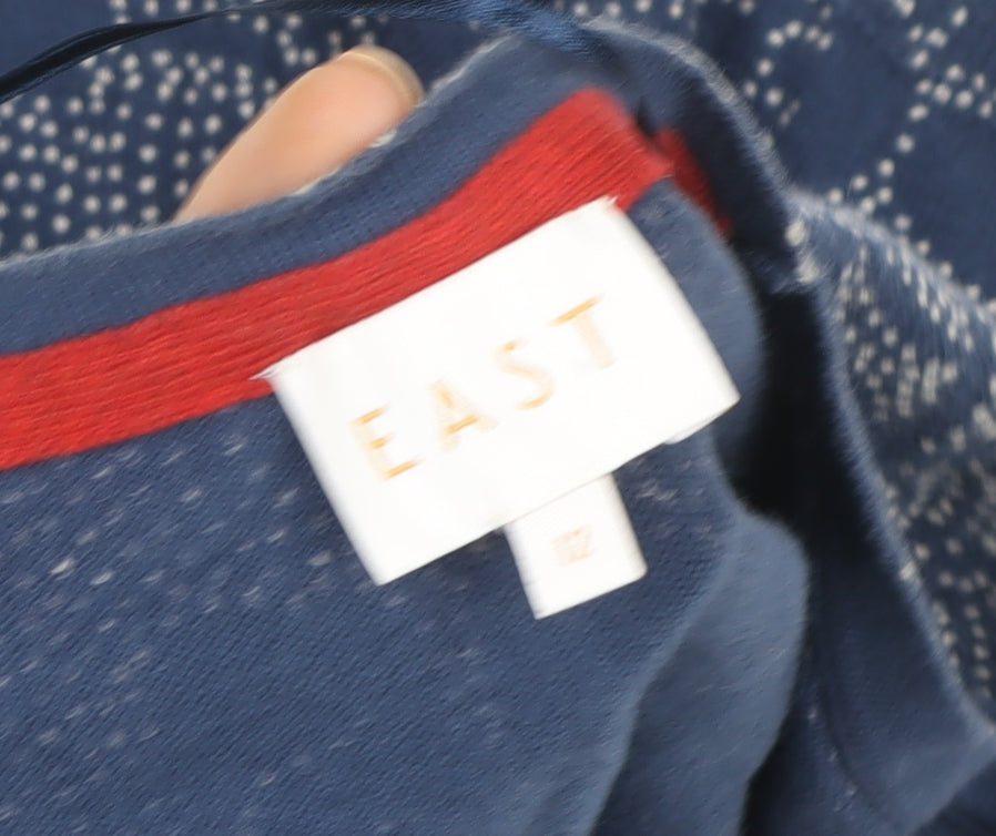 Womens UK Size 12 EAST Blue Tunic Button-Up