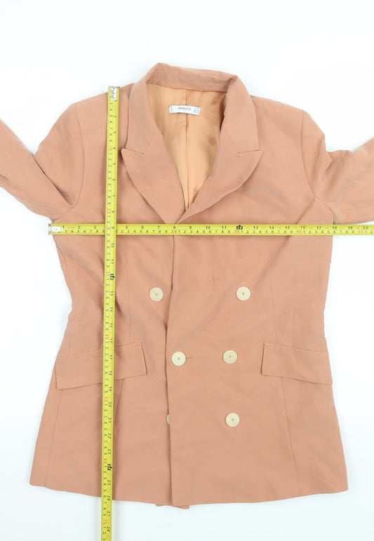 Mango Women’s Brown Double-Breasted Blazer Jacket Size 6 Tailored Fit