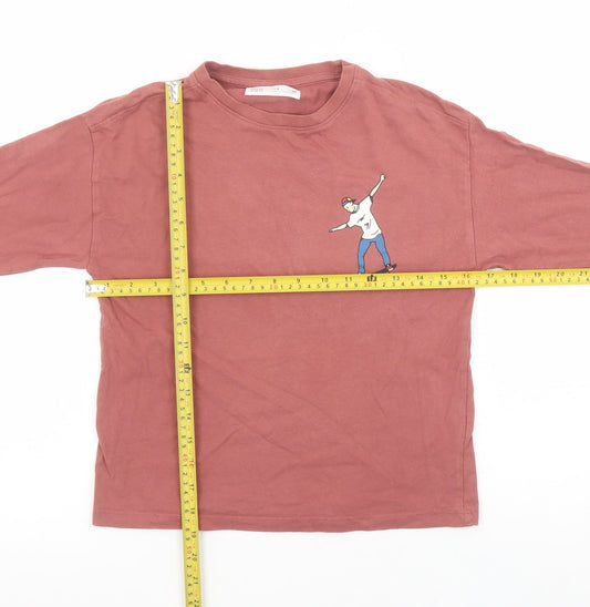 Boys UK Size 8 Years Zara Brown Basic T-Shirt