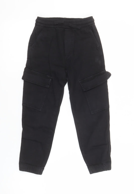 Boys UK Size 7 Years Zara Regular Fit Cargo Black Trousers