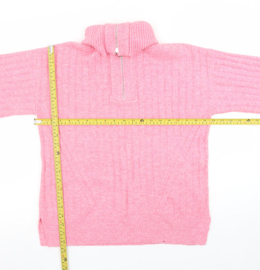 Womens UK Size XS F&F Pink 1/2 Zip Jumper