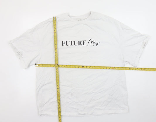 Womens UK Size L Missguided White Basic T-Shirt