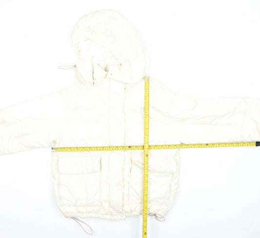 Levi's Women's Ivory Hooded Puffer Jacket Size S Quilted Winter Coat