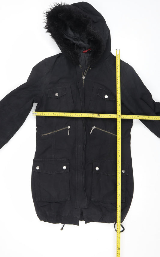 Womens UK Size 12 John Lewis Black Parka Coat