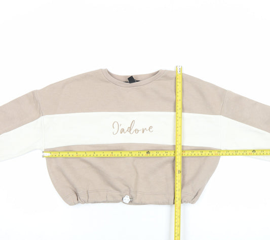 New Look Girls Beige Colourblock J’adore Pullover Sweatshirt Age 12-13 Years