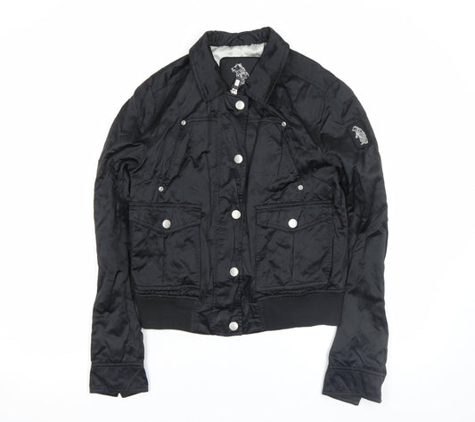 Girls UK Size M Refrigue Black Bomber Jacket