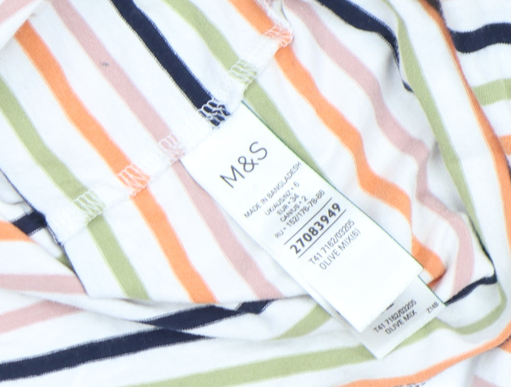 Womens UK Size 6 Marks and Spencer Multicoloured Basic T-Shirt