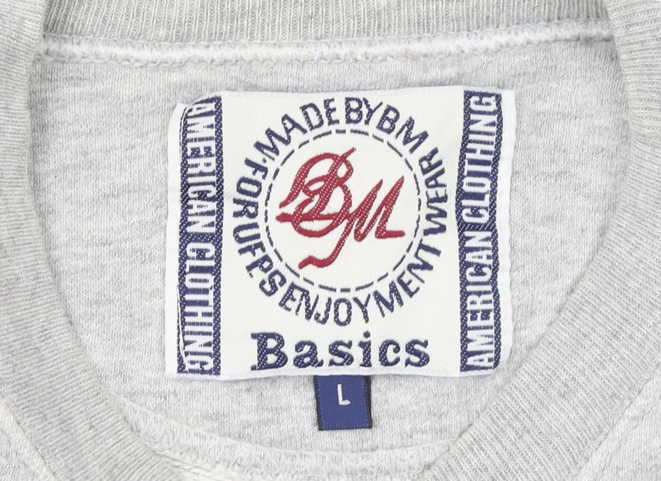 Bonmarché Basics Men's Grey Pullover Sweatshirt L Crew Neck Classic Fit
