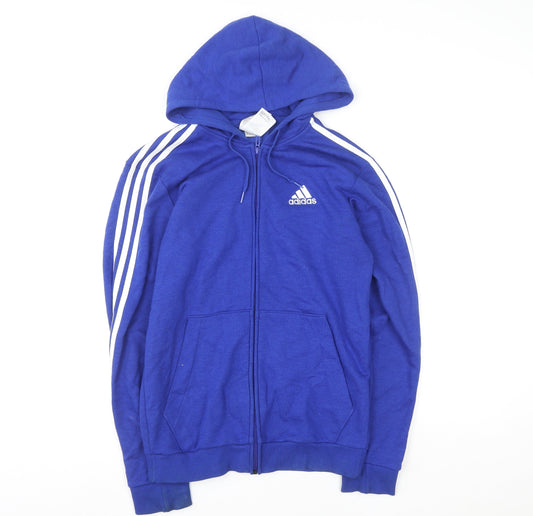 adidas Men's Blue Small Full Zip Hooded Sports Jacket