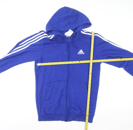 adidas Men's Blue Small Full Zip Hooded Sports Jacket