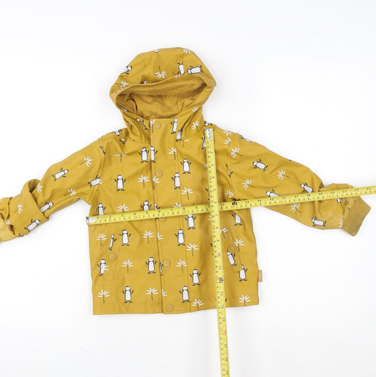 Fresk Unisex Baby Yellow Penguin Print Hooded Waterproof Rain Jacket 18-24M