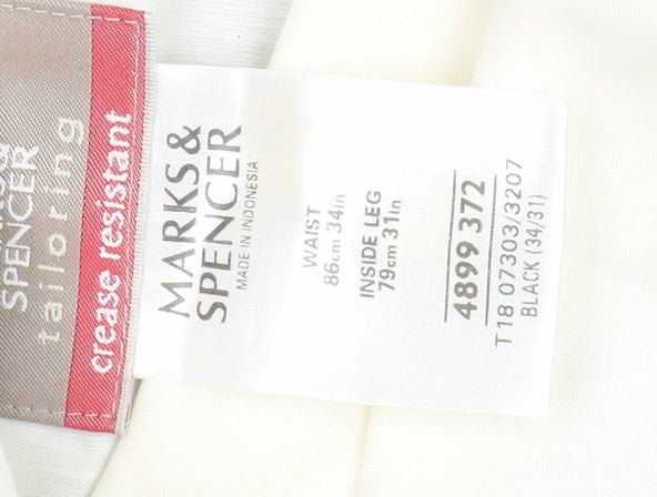 Mens UK Size L Marks and Spencer Regular Fit Dress Pants Black Trousers