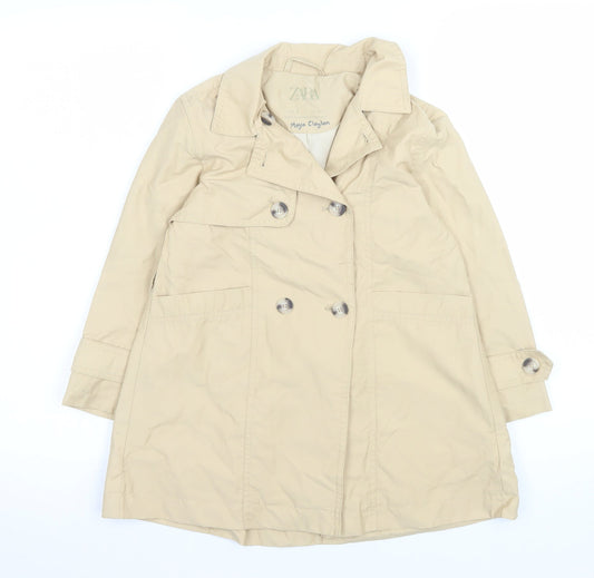Zara Girls Beige Trench Coat 6 Years Double-Breasted Mid-Length Jacket