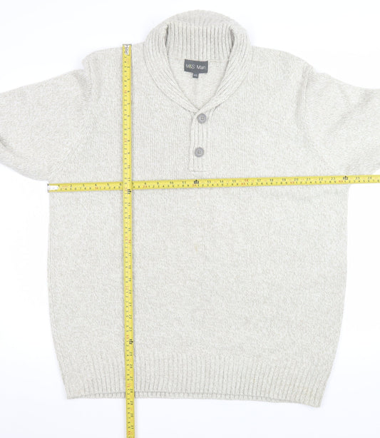 Marks and Spencer Men’s Ivory 2XL Acrylic Henley Jumper