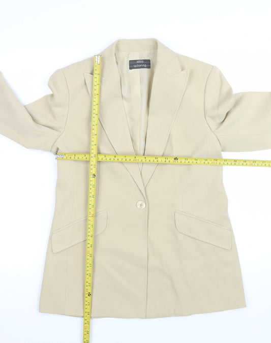 Marks and Spencer Women Beige Size 10 Tailored One-Button Blazer