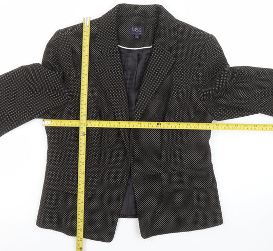Marks and Spencer Women Black Mix Size 14 Classic Single-Breasted Blazer
