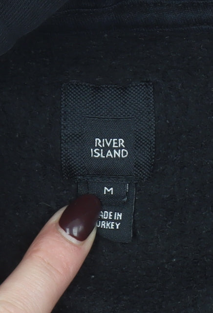 Mens UK Size M River Island Black Pullover Hoodie