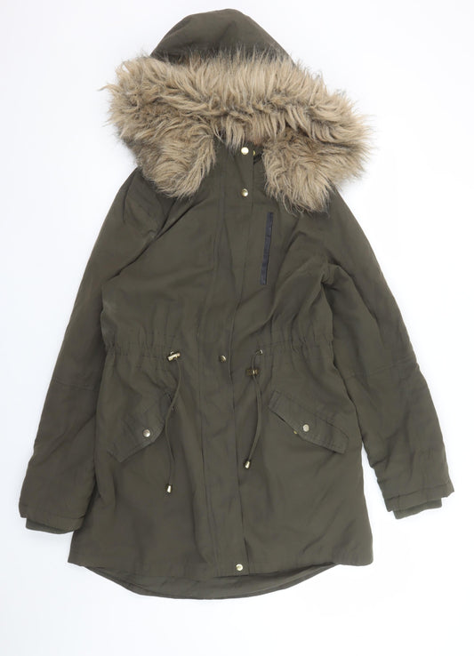 Womens UK Size S Oasis Green Parka Coat