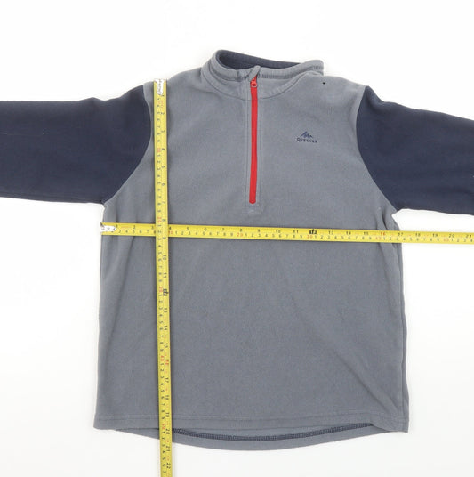 Quechua Boys Grey Fleece 1/4 Zip Pullover Sweatshirt 12-13 Years