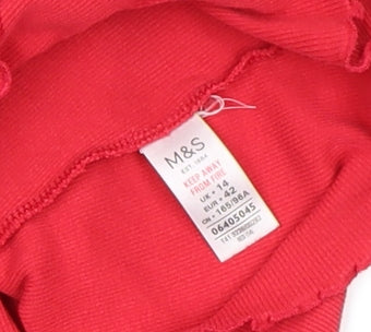 Womens UK Size L Marks and Spencer Red Basic T-Shirt