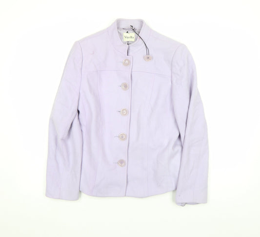 Viyella Women Purple Wool Cashmere Blend Button Jacket Size 10