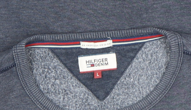Mens UK Size L Hilfiger Denim Blue Pullover Sweatshirt