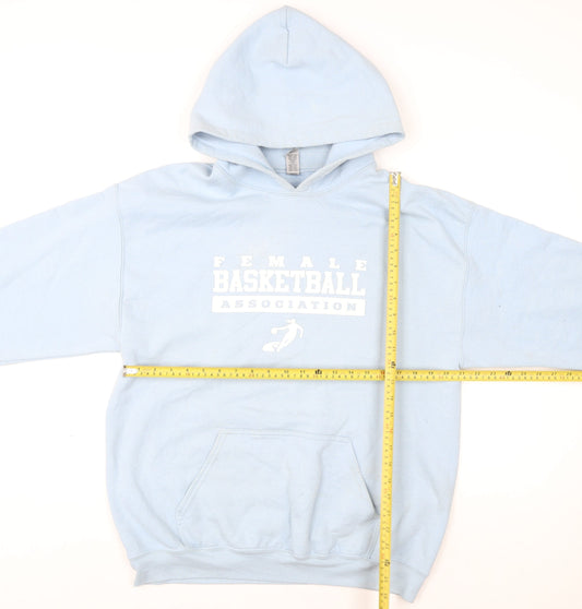 Womens UK Size L Gildan Blue Pullover Hoodie