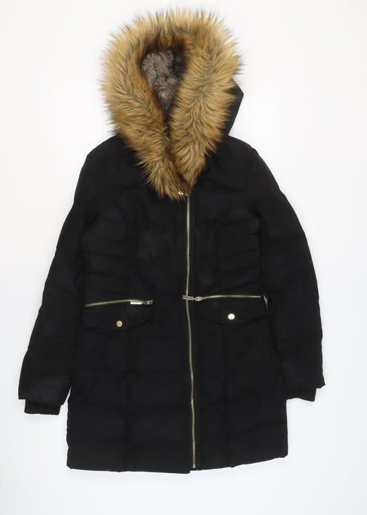 Womens UK Size XS Oasis Black Puffer Jacket
