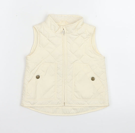 Gap Girls Ivory Quilted Waistcoat 2 Years Lightweight Full Zip Gilet