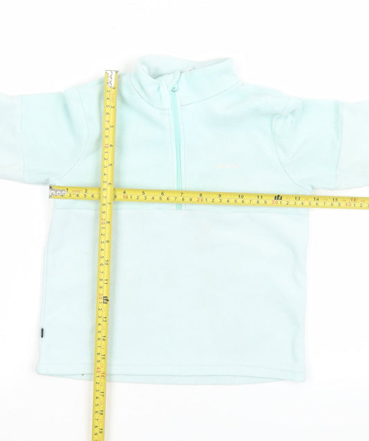 Decathlon Girls Blue Fleece 1/4 Zip Pullover Sweatshirt 4-5 Years