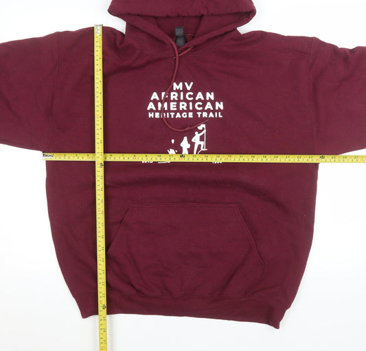 Mens UK Size L Gildan Red Pullover Hoodie