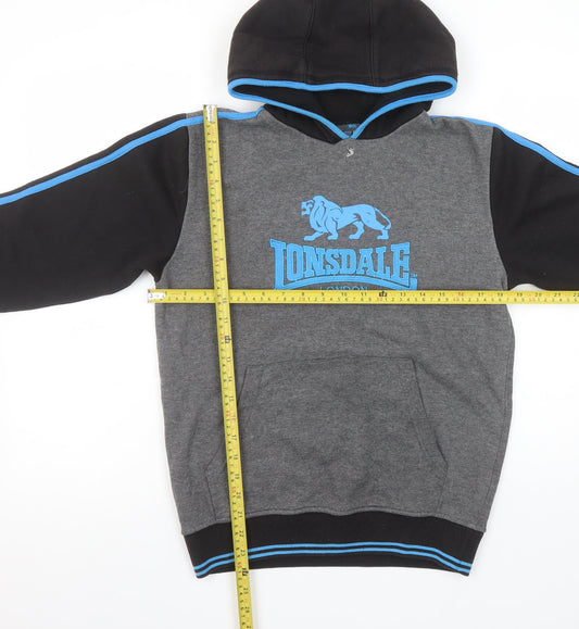 Boys UK Size 11-12 Years Lonsdale Grey Pullover Hoodie