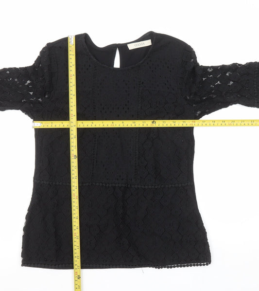 Womens UK Size S Oasis Black Tunic Blouse