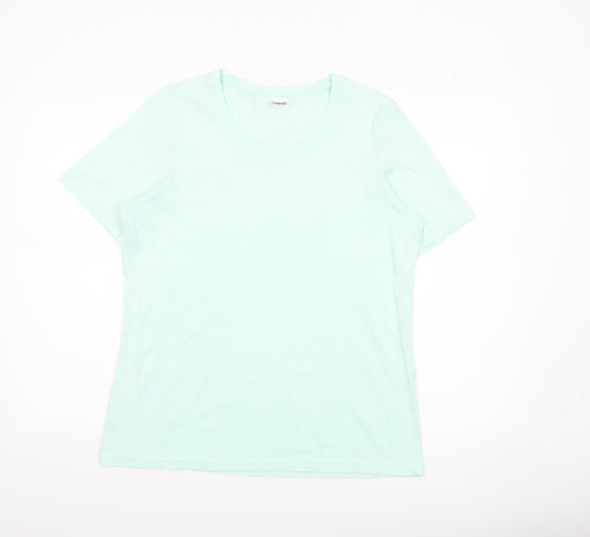 Womens UK Size 14/16 Damart Green Basic T-Shirt