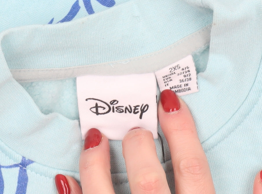 Womens UK Size 2XS Disney Blue Pullover Sweatshirt